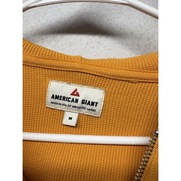 American Giant Waffle Knit Full Zip Hoodie Womens Medium USA Made Yellow Heavy - Picture 2 of 4
